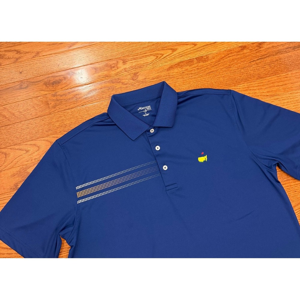 Masters Tech Golf Polo Shirt Mens Large Blue Performance Augusta National
